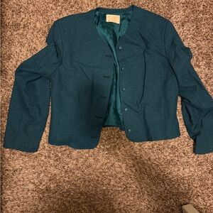 Vintage Pendleton Women's Teal Houndstooth Blazer
